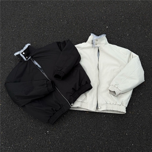 网图 狼王座山雕立领加厚情侣棉衣毛领外套一体毛男 H1170特P105图片