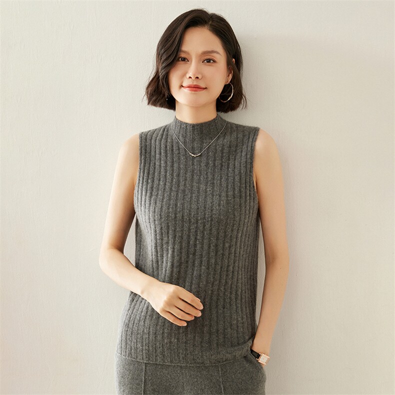 2024秋季新款半高领抽条马甲复古百搭,女装马甲,蚂蚁派对工厂直营店