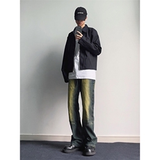B221美式ins高街暗黑小众铆钉伐木裤牛仔裤LK23145-P65控88，男装牛仔裤，电商B221