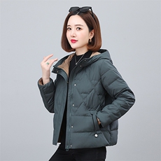 时尚保暖连帽小面包羽绒服修身显瘦短款外套，女装羽绒服，依恋蒂丝