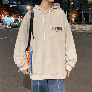WY2248-P35 加绒款-P40 纯棉连帽卫衣男大码运动帽衫宽松薄外套男图片