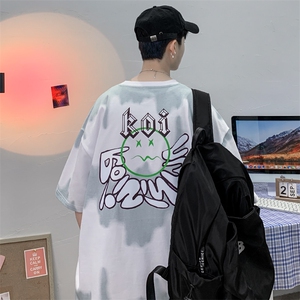 夏装港风百搭T恤短袖2023男女创意渐变印花半袖1599-P45 控价68图片