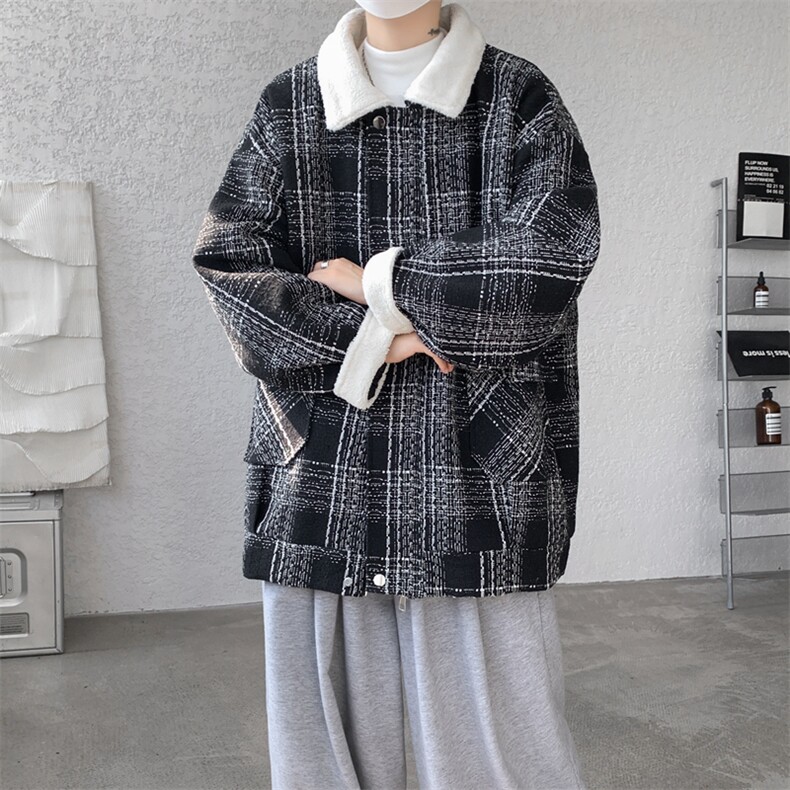 M-8XL格子羊羔毛棉服冬季大码小香风加绒外套加厚棉衣MF7001/P138图片