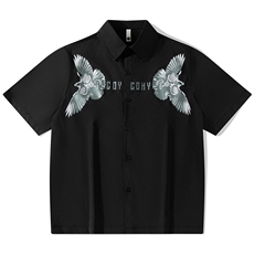 夏装飞鹰印花短袖衬衫男夏季宽松休闲半袖衬衣CS608-特P40，男装衬衫，电商A006