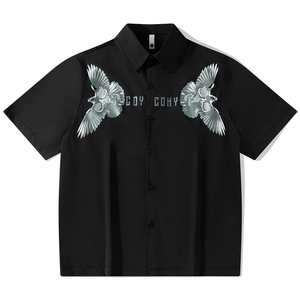 夏装飞鹰印花短袖衬衫男夏季宽松休闲半袖衬衣 CS608-特P40图片
