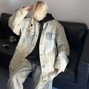 牛仔外套男士日系潮牌休闲上衣青少年高级感痞帅工装夹克W105/P58图片