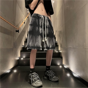 夏季新款高街扎染牛仔裤短裤潮流宽松五分裤B315-K23238-P45控58图片