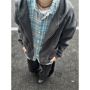 抖音得物高品质二开 25秋冬美式重磅宽松结构设计连帽卫衣外套W78图片