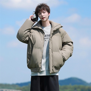 现货5W件冬季三防重磅硬挺boxy短款羽绒立领PU皮棉衣外套加厚棉服图片