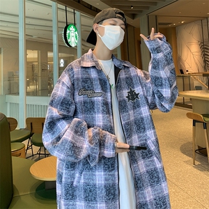 美式高街字母刺绣格子夹克男长袖潮牌宽松休闲上衣JK09284-P70图片