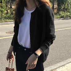 反季清仓羊毛开衫女短款圆领毛衣外套宽松百搭针织外搭，女装羊毛衫，佳弈羊绒