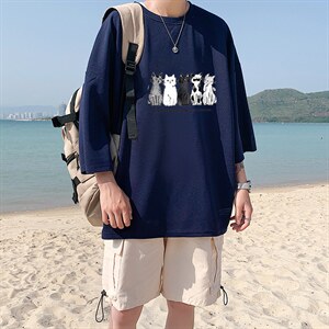 Q11100-P30春夏季七分袖t恤男大码五分袖男短袖中袖，男装T恤，电商A040