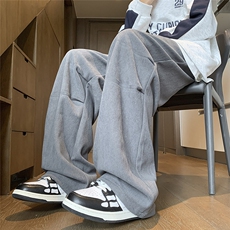 深度库存秋冬加厚重磅欧棉绒卫裤束脚裤拼色休闲裤K333-P38加绒45，男装休闲裤，电商A099
