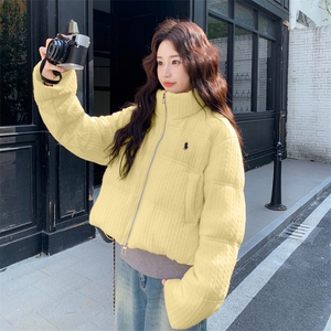 韩系chic黄色羽绒服女冬2025超火好看高级小众短款加厚面包服外套图片