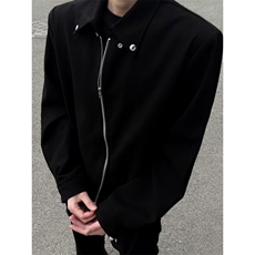 杨博文同款翻领棒球服男春季美式复古网红潮拼接撞色工装夹克，男装夹克，星座506A