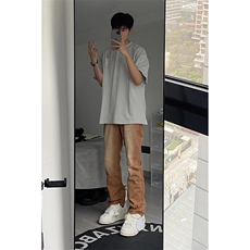 B221美式ins高街小众百搭纯色微喇牛仔裤LK22087-P55控78，男装牛仔裤，电商B221