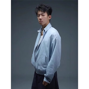 翻领条纹夹克男秋款休闲外套时尚百搭上衣JK068 P75图片