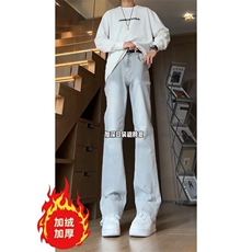 美式灰色直筒加绒男潮牌cIeanfit水洗复古长裤子K7055-1#P45网图，男装卫衣，电商B245