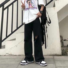 黑暗系破洞牛仔裤男韩版潮2026夏季新款ins帅气休闲裤K327-P40，男装牛仔裤，星座412