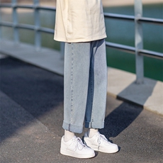 NQ543-TP35控价58-港风2024秋季新款牛仔裤子男潮流百搭直筒长裤，男装休闲裤，电商A102-1