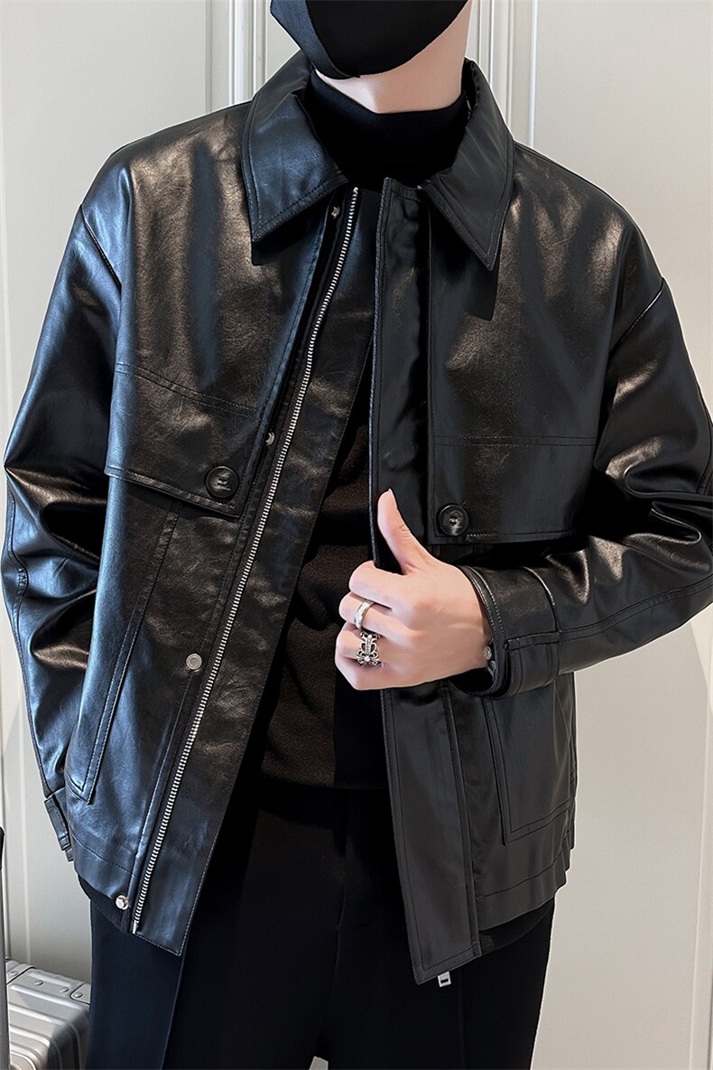 秋冬2024轻熟抖音休闲夹克皮衣外套男JK-5022-P125,男装夹克,电商A236