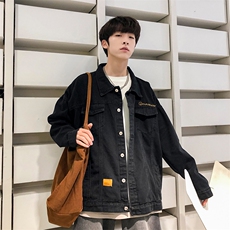 春夏男牛仔工装夹克衫字母刺绣宽松休闲外套J，男装夹克，星座1013-1
