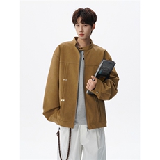 铆钉风琴折街头美式潮牌立领夹克情侣宽松百搭外套W375TP85控148，男装夹克，电商A170