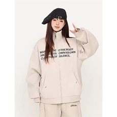 字母立领飞行夹克男女春秋季小众设计百搭情侣外套潮JKX83，男装夹克，星座516A