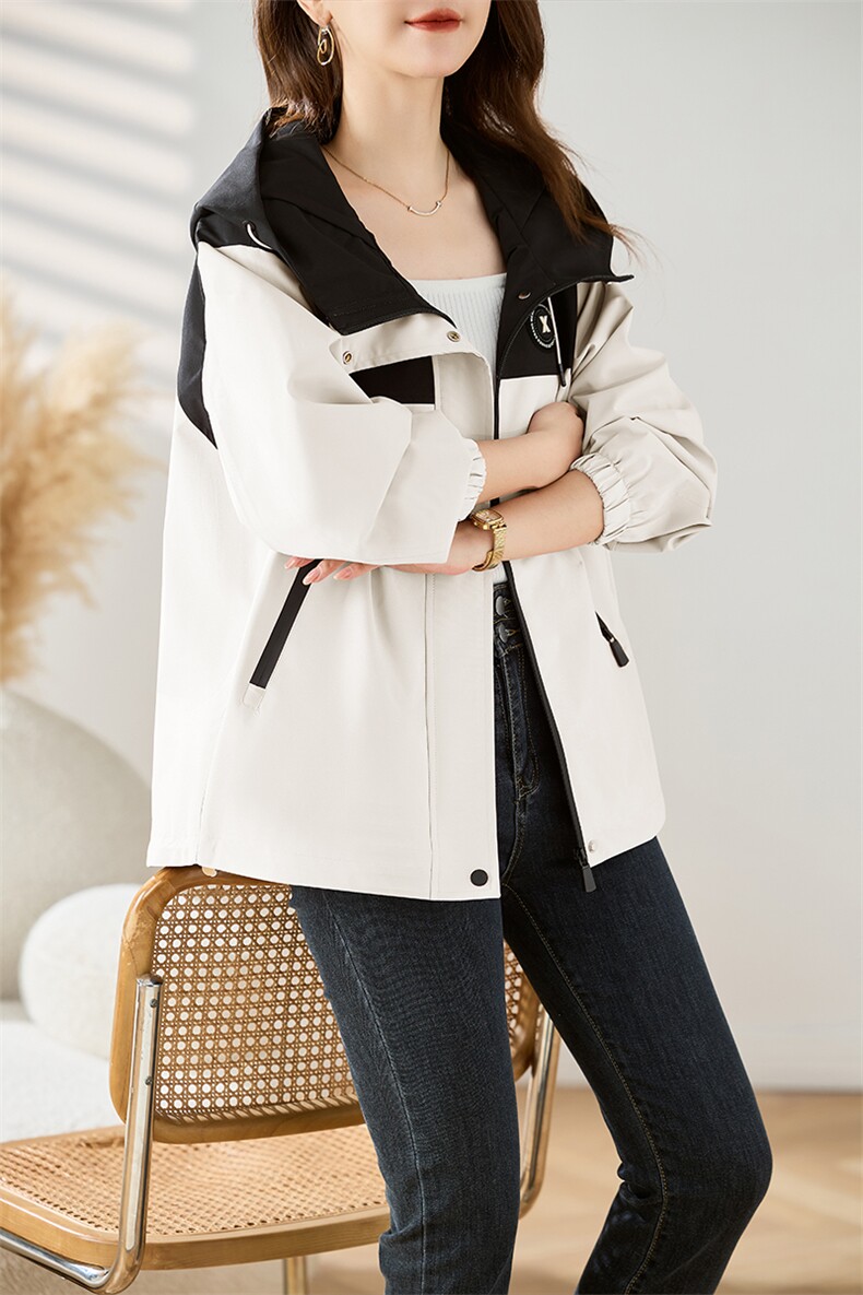现货！户外冲锋衣外套女中长款韩版宽松登山服显瘦外套2024年秋季,女装风衣,今喜