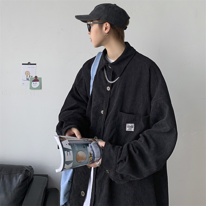 秋冬灯芯绒衬衫夹克外套男女情侣港风日系宽松百搭潮H202/P45,男装夹克,电商A221A