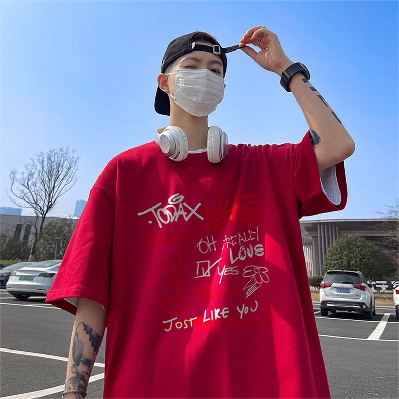 可设48小时发货支持抖音得物来样二开230克重磅美式短袖t恤MT331,男装T恤,电商A486