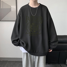 5XL华夫格卫衣男大码胖子圆领长袖t恤HW76388-P30加绒款-P40，男装卫衣，电商A040