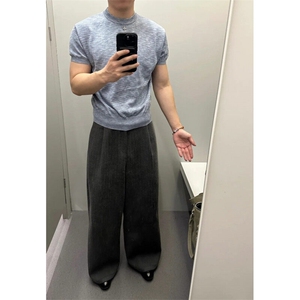 DXM16LL-P43 美式针织短袖男显肌肉健身运动x小领口t恤图片