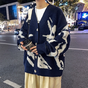毛衣男秋冬季加厚套头潮牌ins痞帅日系复古宽松慵懒风针织衫外套图片
