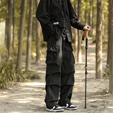 日系伞兵工装裤男春秋季潮牌复古户外运动大口袋休闲直筒裤子，男装休闲裤，四季星座218-1