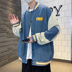 灯芯绒外套男春秋季港风ins拼色休闲棒球服宽松潮牌痞帅情侣夹克，男装夹克，星座516A