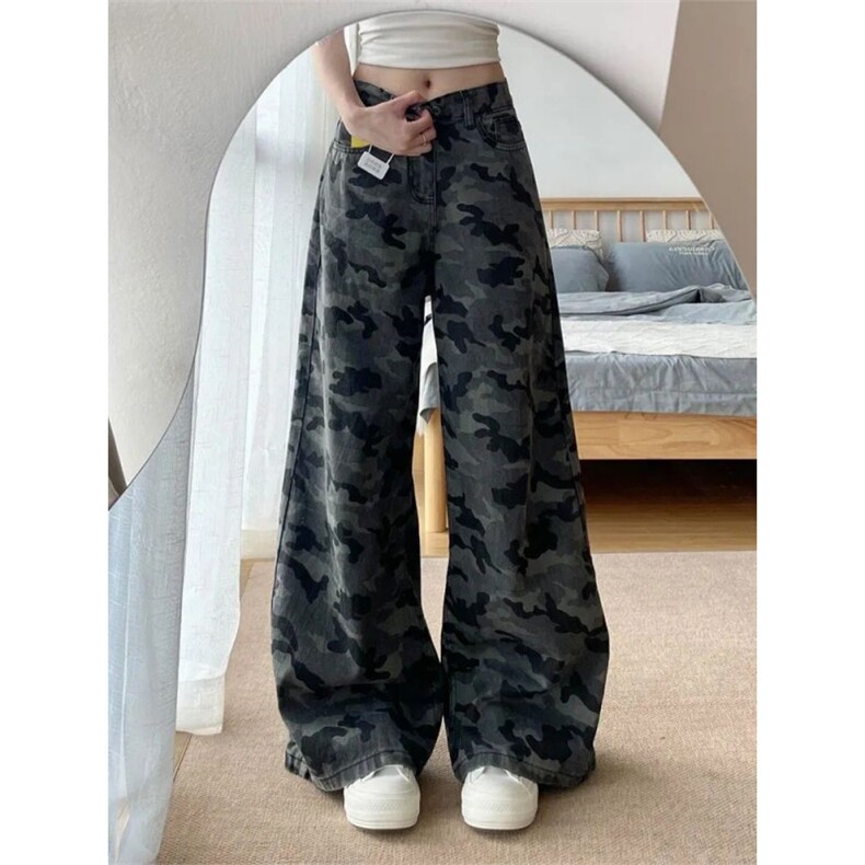 AK1924-P48复古美式高腰显瘦垂感直筒阔腿牛仔裤，女装休闲裤，星座617A-2