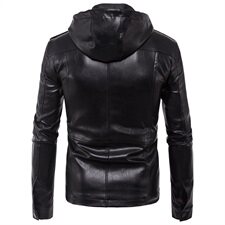 【欧码】2021欧美男士机车连帽男士皮夹克外套1800-B005-P100，男装皮衣，星座1812