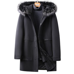 新款兔毛领内胆银狐毛领羽绒服商务休闲冬季保暖男装DS81001-P860，男装中老年男装，电商B212（原钱塘6029）