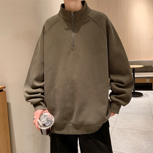 8XL-M 特大码卫衣男纯色百搭条纹肌理立领拉链长袖T恤男WY08P55图片