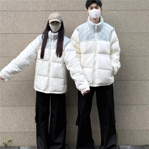 情侣小香风拼接立领棉服外套韩系加厚保暖面包服棉衣Y321-P88网图,y型身材博主穿搭图片