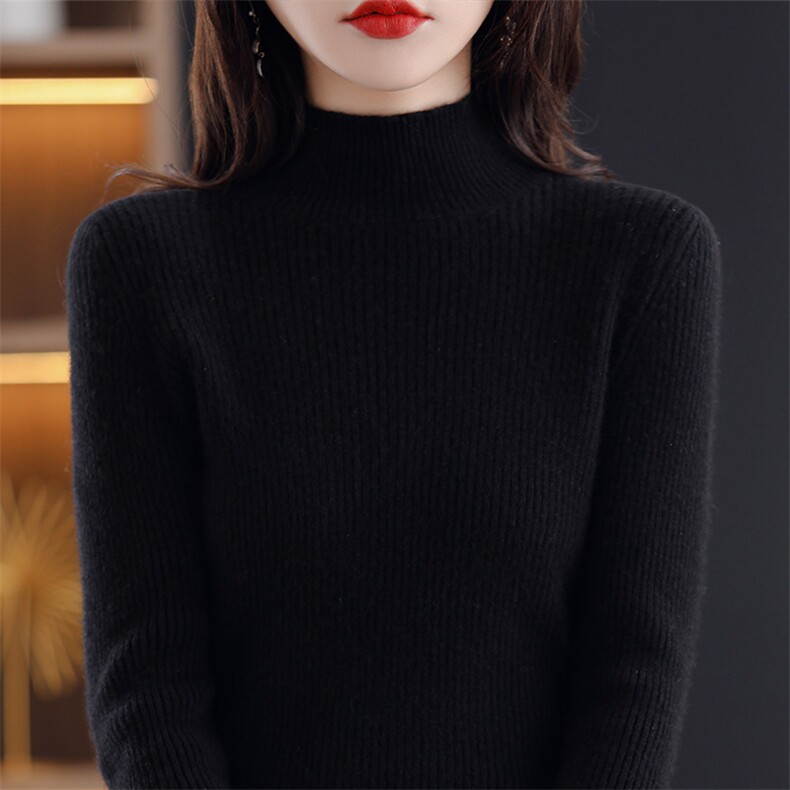 半高领毛衣女内搭紧身短款修身显瘦长袖秋冬打底衫2024年秋季,针织衫/毛衣,皓宇羊绒