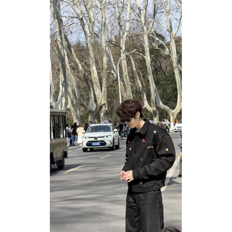 潮牌花卉刺绣外套男2025秋季新品翻领情侣复古百搭卫衣工装夹克,男装夹克,星座506A