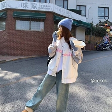 美式蝴蝶刺绣棒球服外套女春秋季甜酷韩系穿搭夹克撞色上衣潮，女装短外套，星座506A