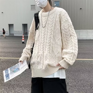 825-P53 日系麻花毛衣男生冬季痞帅高级感宽松慵懒风图片