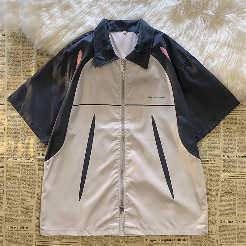 复古衬衫男夏装港风学生宽松小众设计感趣味新款男装CS01186-P40,男装衬衫,星座308B-2