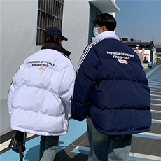 EQ336美式拼接撞色印花棉服外套男2024新款情侣装冬装面包服棉衣，男装棉衣，电商C306-1