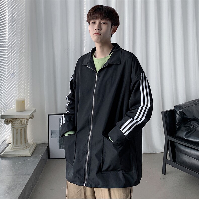 20港风新款男女情侣三条杠夹克领宽松上衣风衣外套504-W2024-P70,男装夹克,星座504