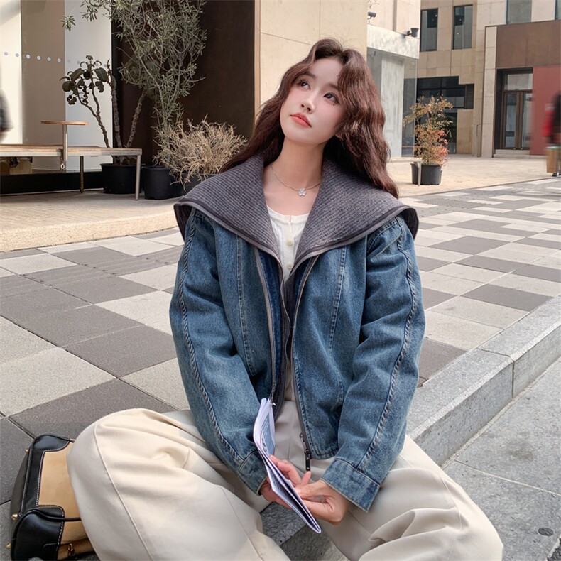 大货已出针织领羽绒牛仔外套2C090-9016-P255-K388,女装短外套,2C090