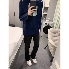 已有版权自家图纯棉情侣宽松圆领刺绣卫衣T恤男女WY18-特P35控58，男装T恤，星座205-5